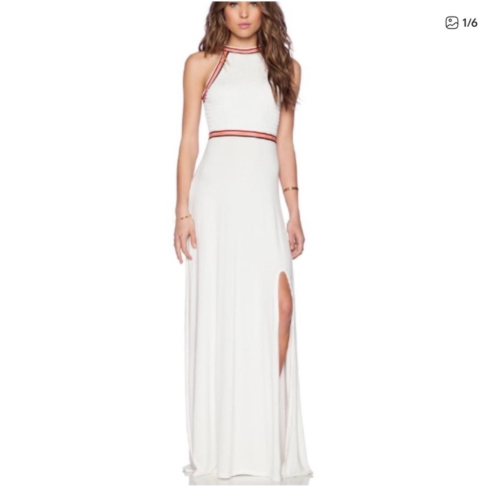 Lovers + Friends Sienna Smocked Halter Maxi twee fairy Babydoll coquette cream